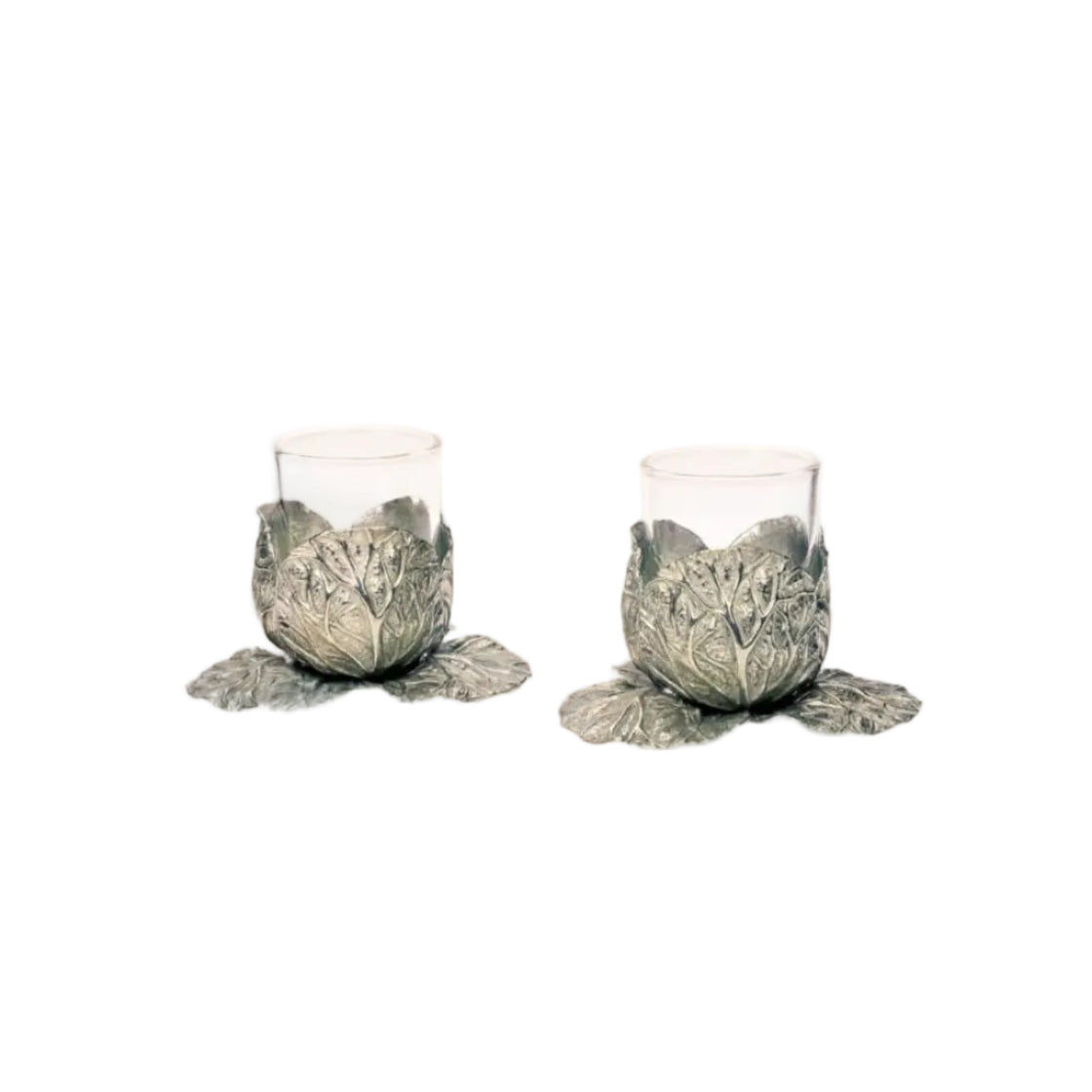 Candle Holders Pewter Cabbage Tea Light Holder- Set of 2