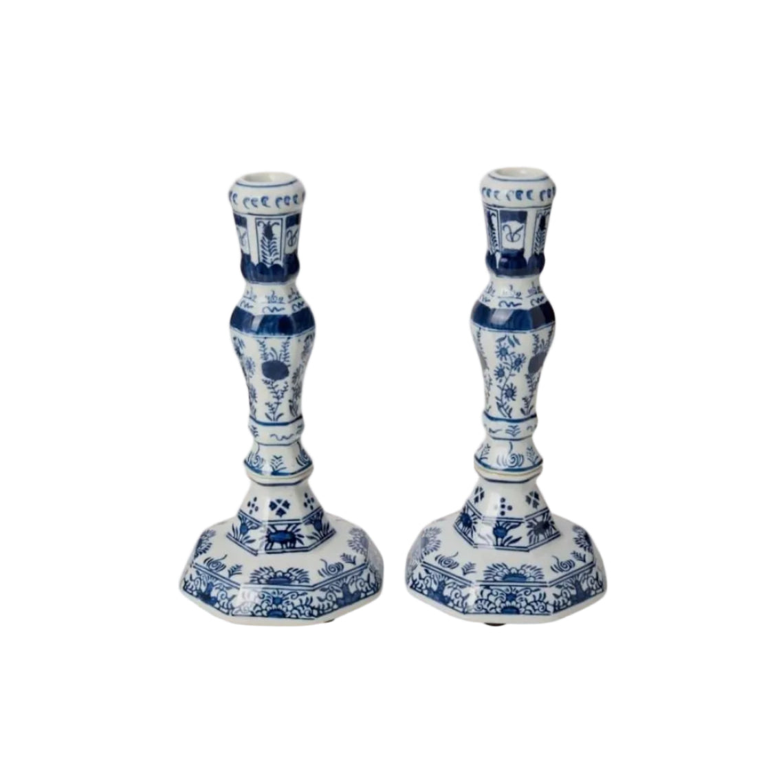 Candle Holders Rijksmuseum Delft Blue and White Candle Holders (Pair)
