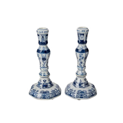 Candle Holders Rijksmuseum Delft Blue and White Candle Holders (Pair)