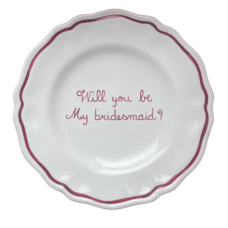 Ceramic "Will You Be My Bridesmaid" Scalloped Plate