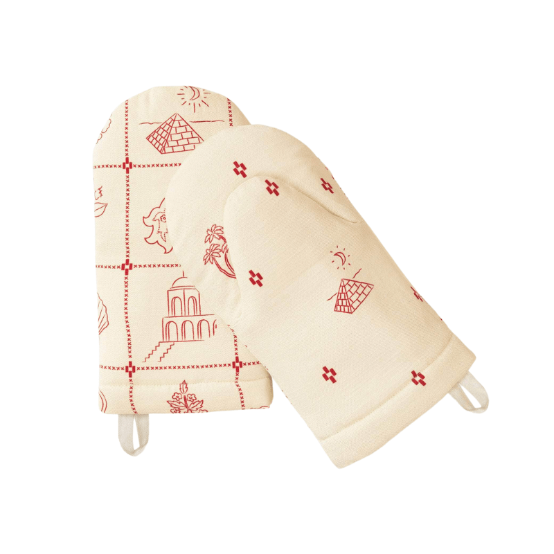 Redwork Oven Mitt in Red