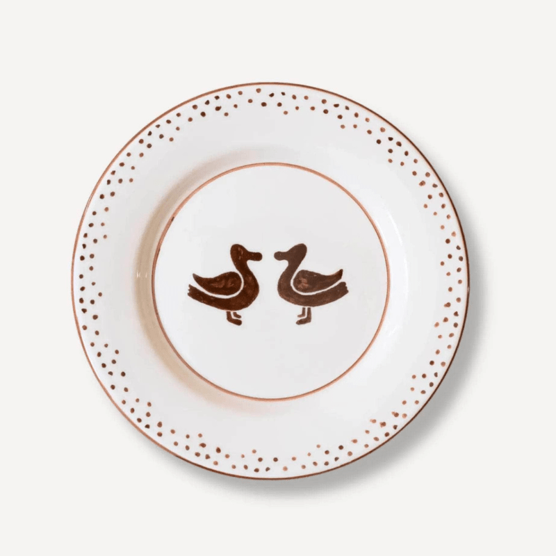 Patos (Ducks) Hand-Painted Dessert Plate