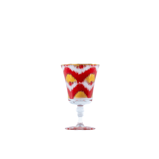 Ikat gold glasses - Red Goblet Set of 4