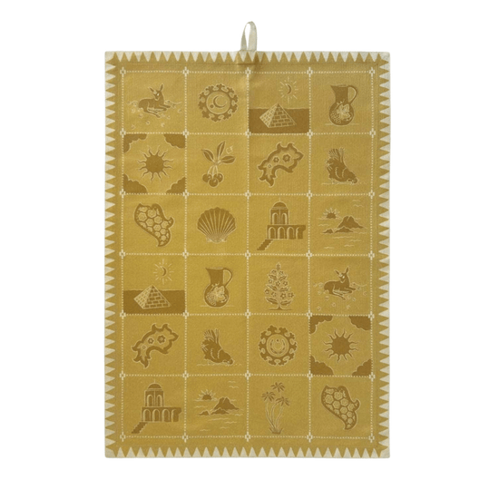 Redwork Tea Towel in Yellow