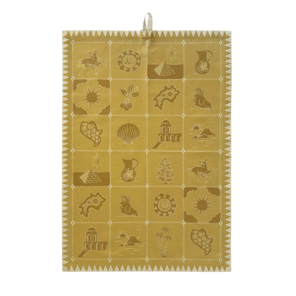 Redwork Tea Towel in Yellow