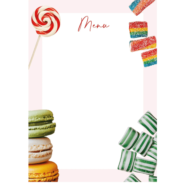 At The Sweet Shop Menu Cards X 10