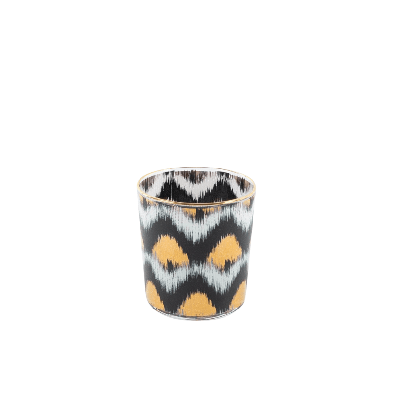 Ikat gold glasses - Black Tumbler Set of 4