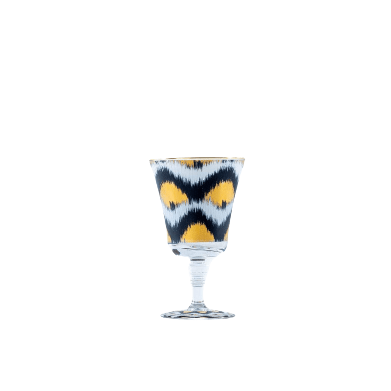 Ikat Gold Glasses - Black Goblet Set of 4