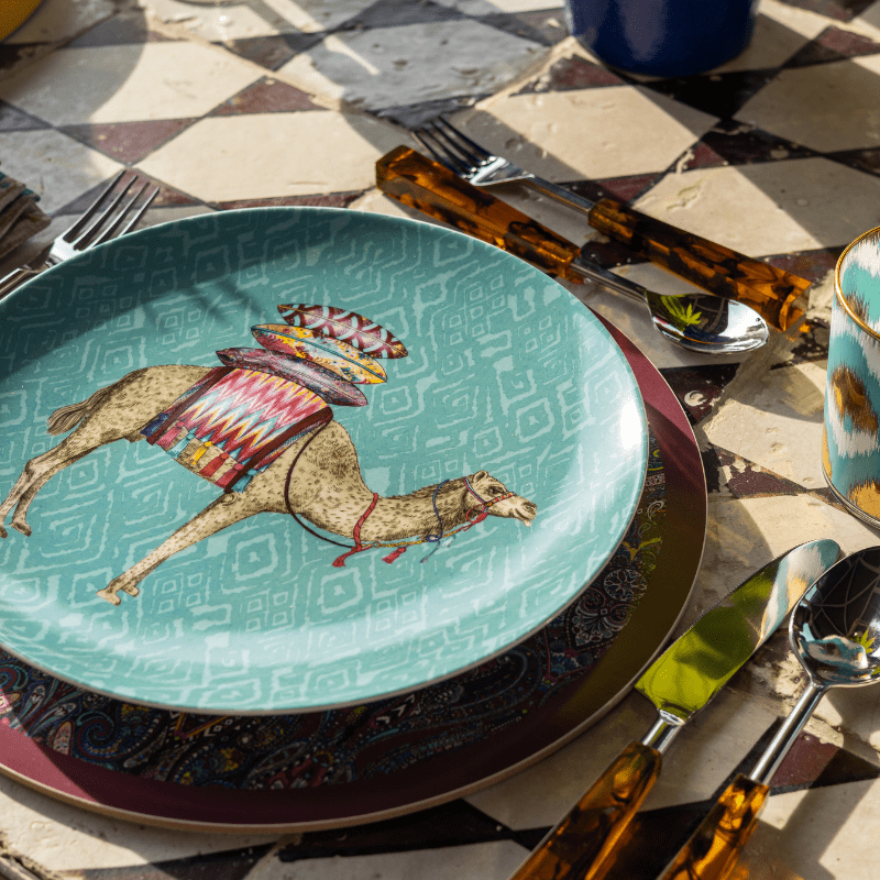 Les Ottomans x Matthew Williamson Porcelain Plate - Blue Camel