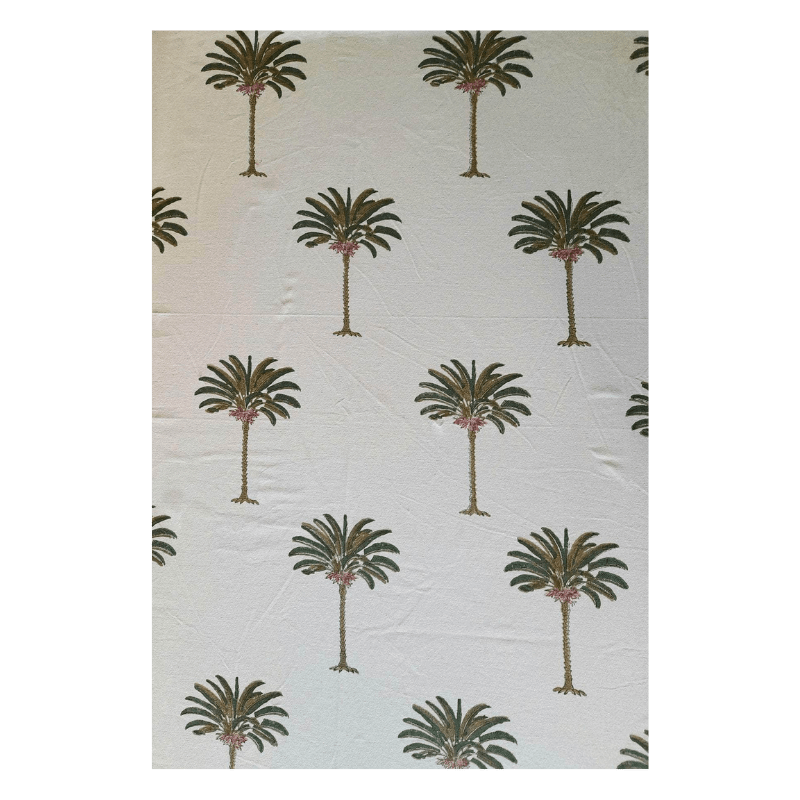 Hand-Printed Palm Cotton Tablecloth