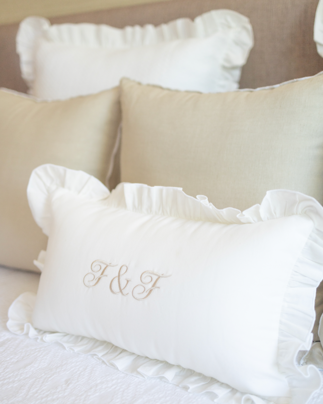 Personalised Purity Ruffle Cushion Cover