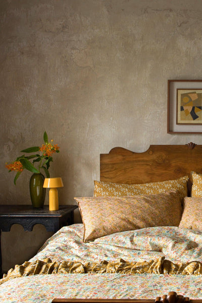 Frill Edge Pillowcase made with Liberty Fabric CAPEL MUSTARD - Coco & Wolf