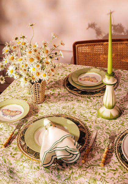 Cara Shell Candle Holder, Green