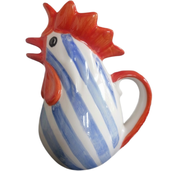 Striped Blue Rooster Carafe