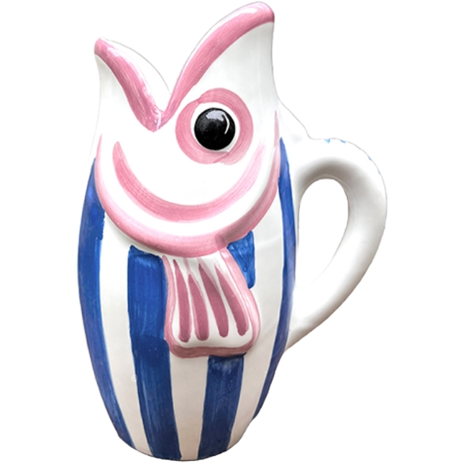 Amico Fish Carafe with Blue Stripes