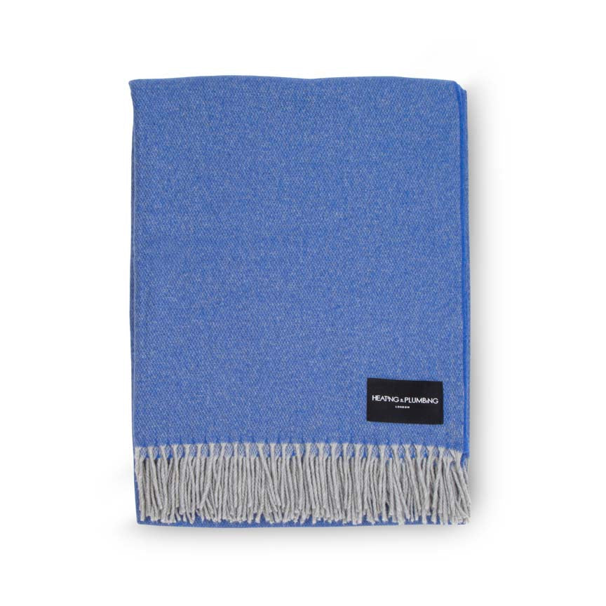 Love Stories - 100% Cashmere Blanket - Cobalt Blue & French Grey Reversible