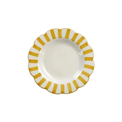 Ceramic Stripe Salad Plate, Yellow 8.25x8.25x1.25 Inches - Casa Amarosa
