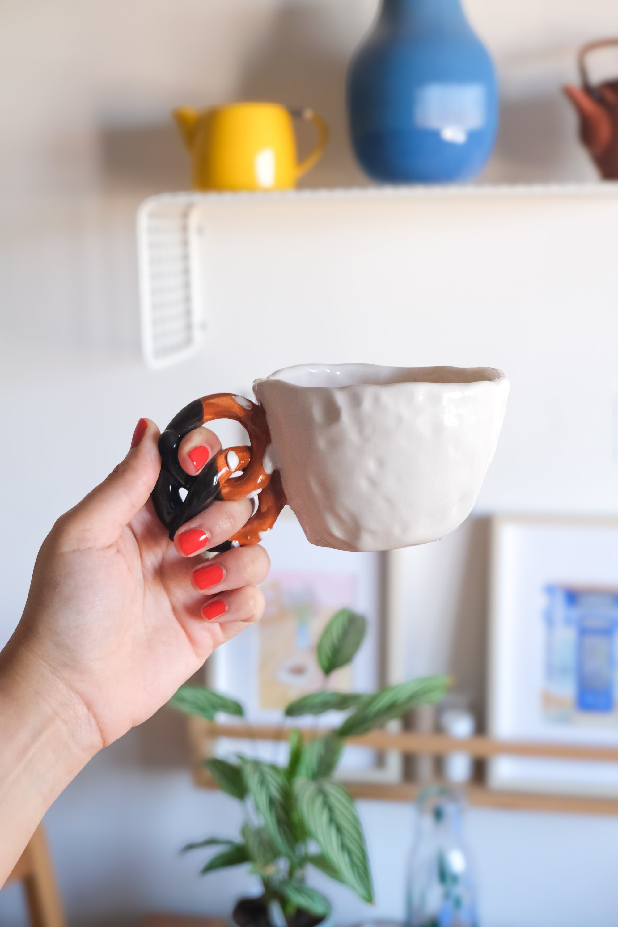 Handmade Ceramic Chocolate Dipped Pretzel Mug