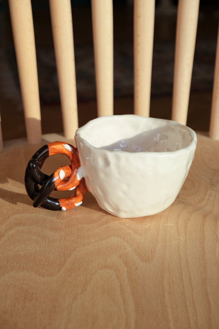 Handmade Ceramic Chocolate Dipped Pretzel Mug
