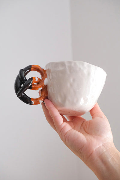 Handmade Ceramic Chocolate Dipped Pretzel Mug