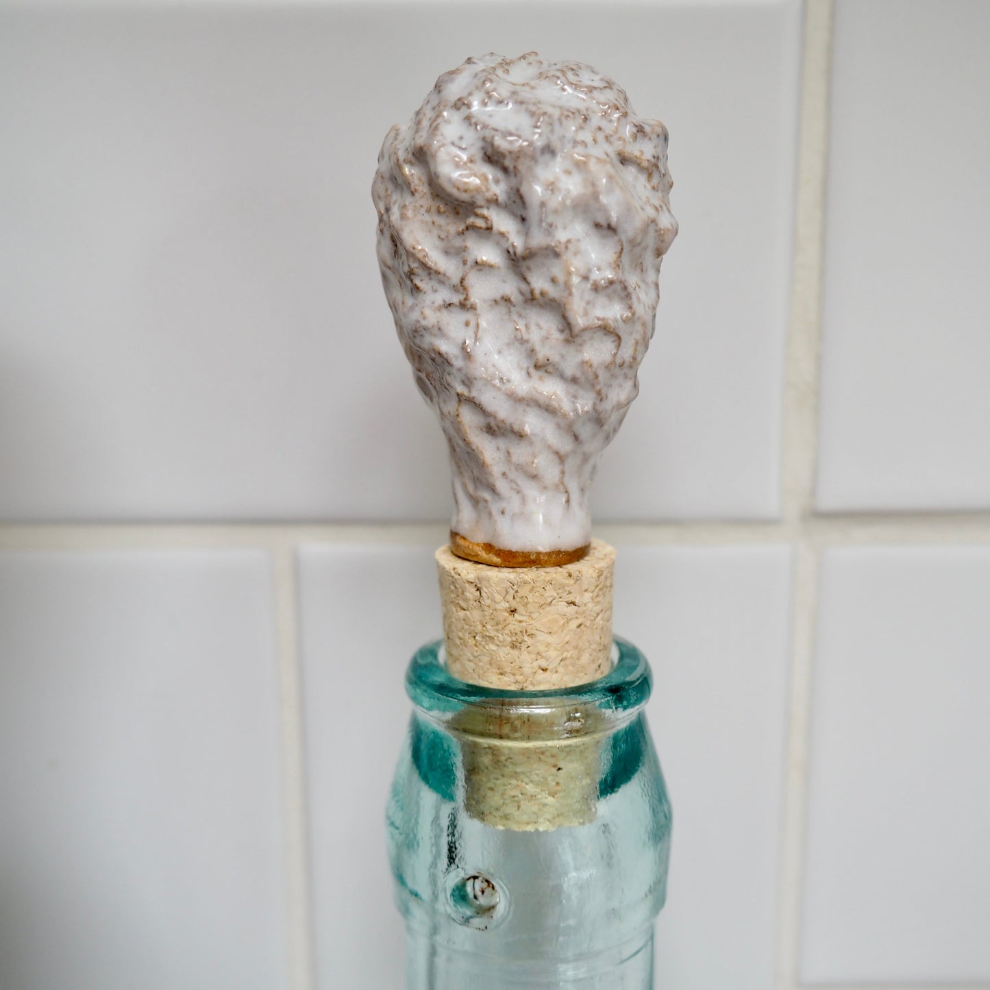 Handmade Textural Ceramic and Cork Bottle Stopper