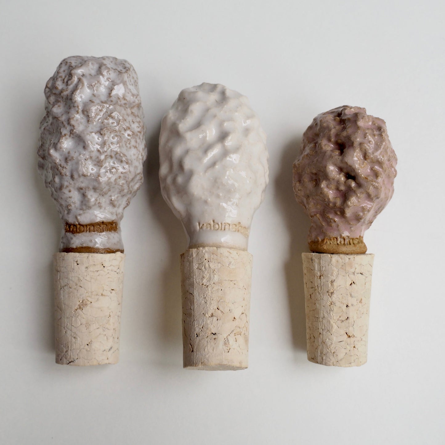 Handmade Textural Ceramic and Cork Bottle Stopper