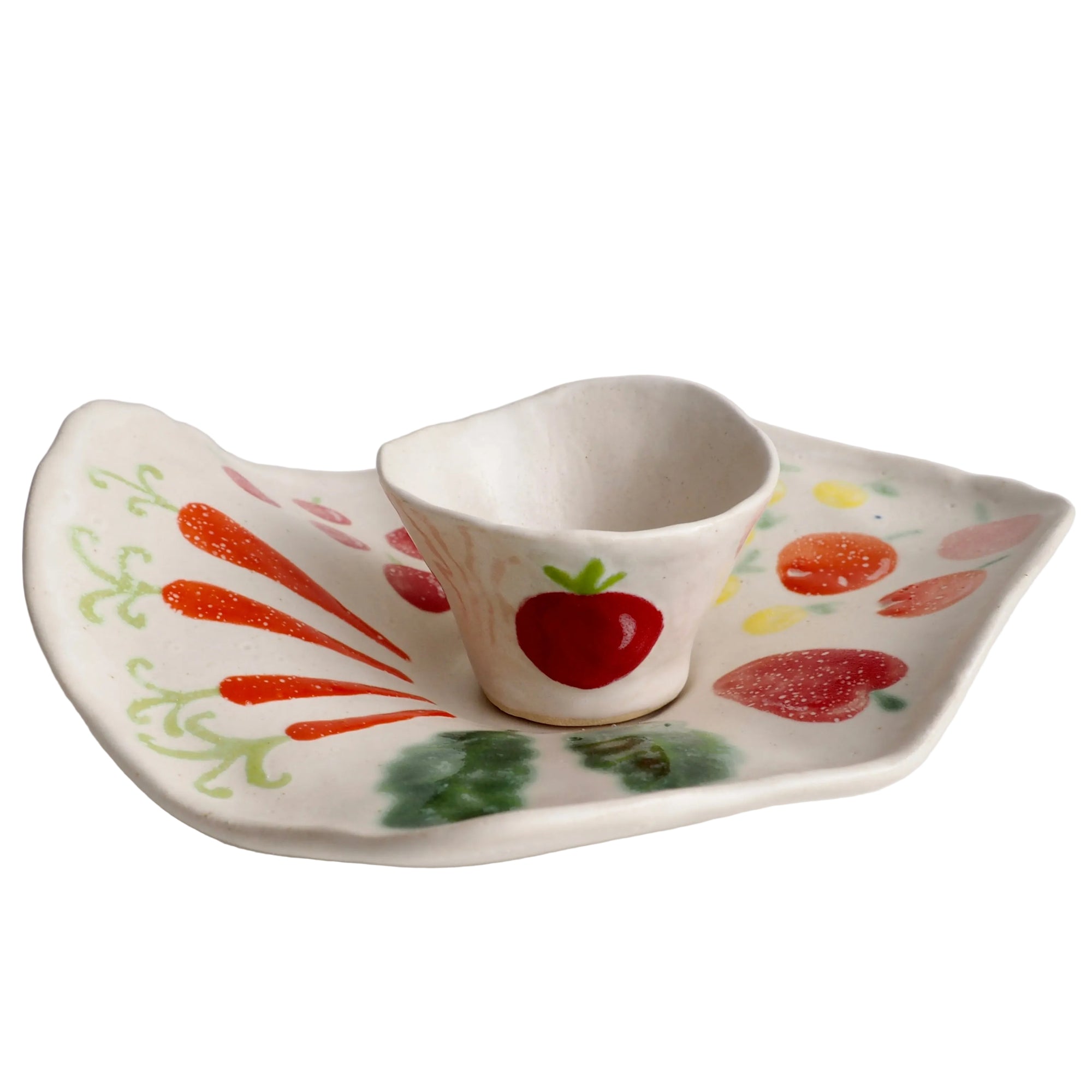 Handmade Ceramic Vegetables Crudites Platter And Bowl Set