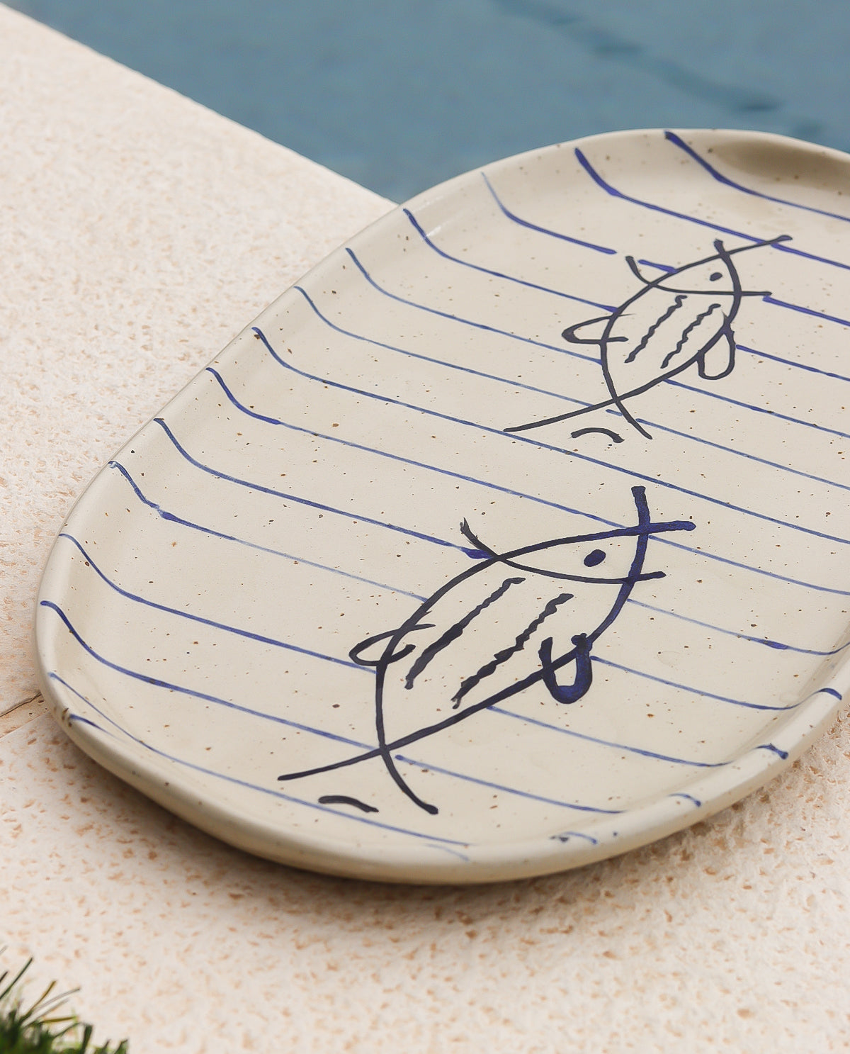 stoneware sushi and tapas serving plate – pottery platter