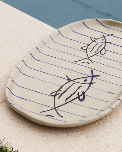 stoneware sushi and tapas serving plate – pottery platter
