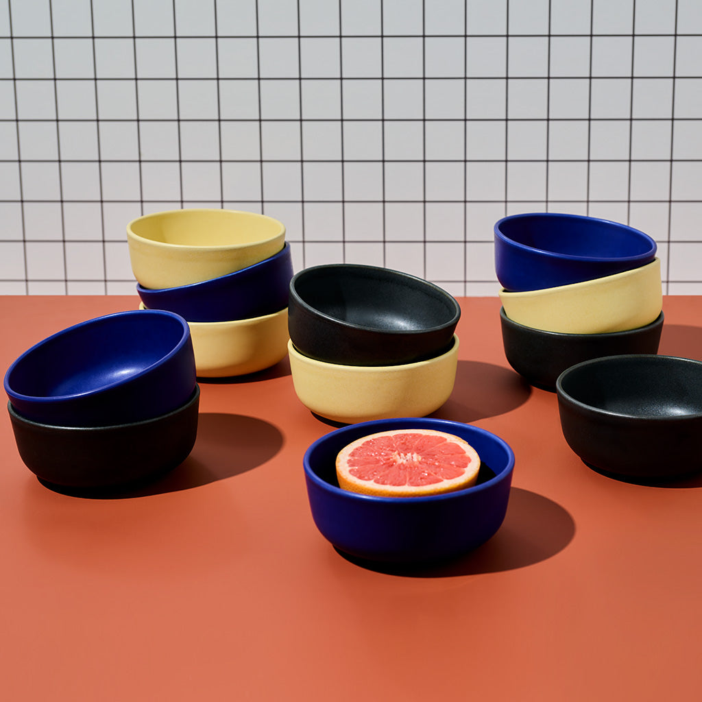 LoHo Cereal Bowls Set of 4, Cobalt Blue Reactive Glaze