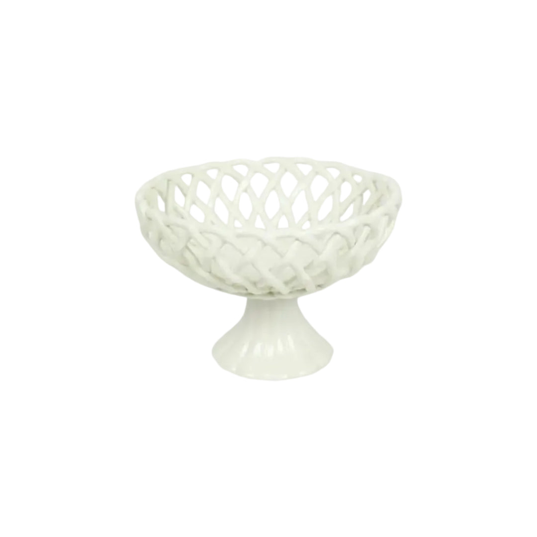 Imperial White Porcelain Pedestal Basket, Ø 25.5 cm, H 17 cm