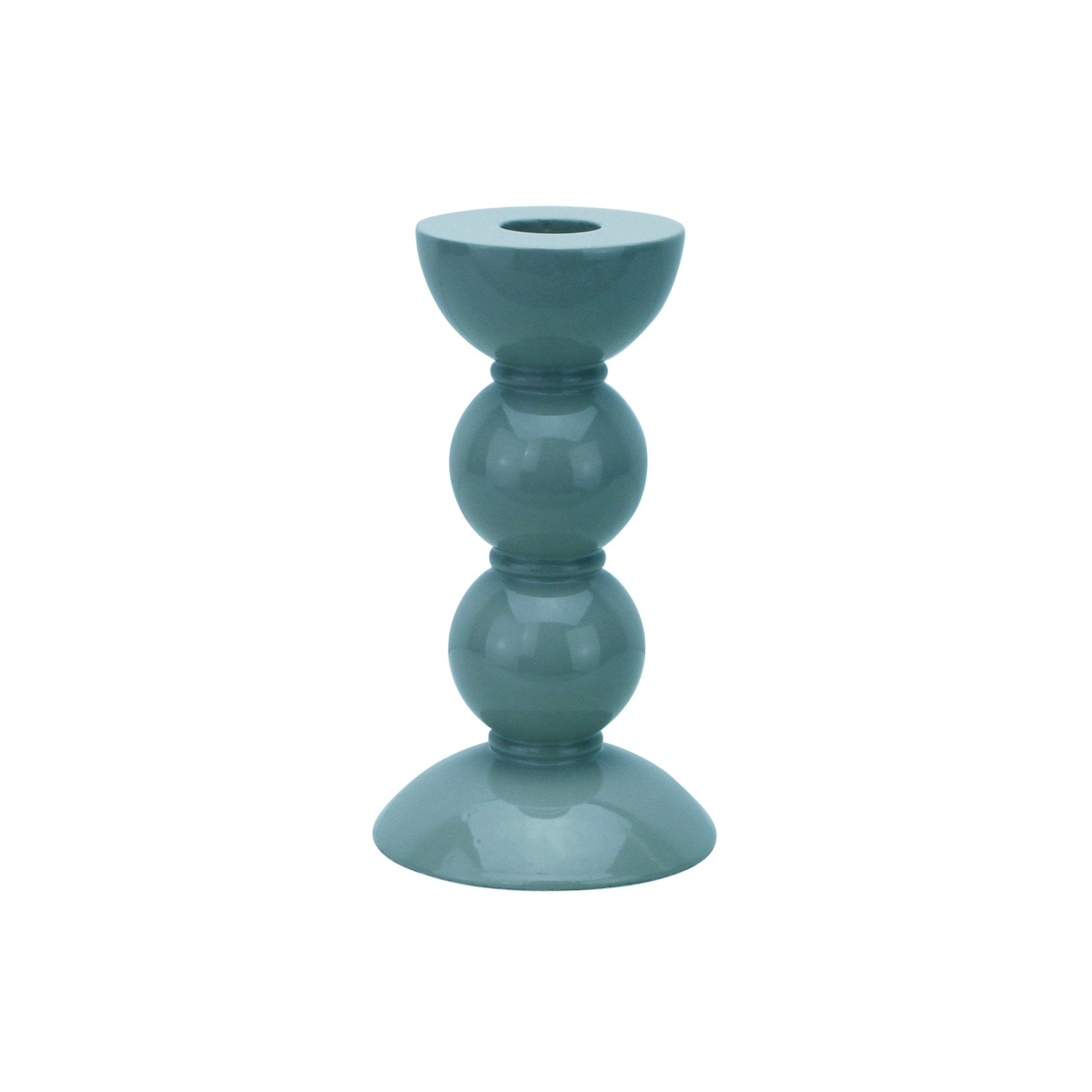 Chambray Blue Bobbin Candlestick - 14cm - Addison Ross Ltd UK