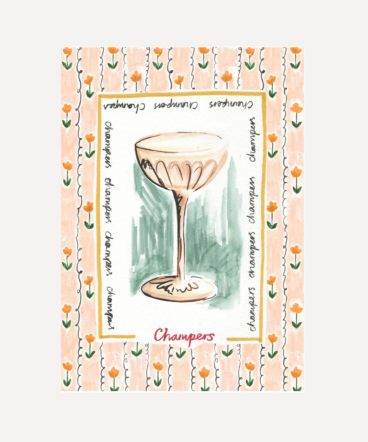 Champers, Champagne Art Print