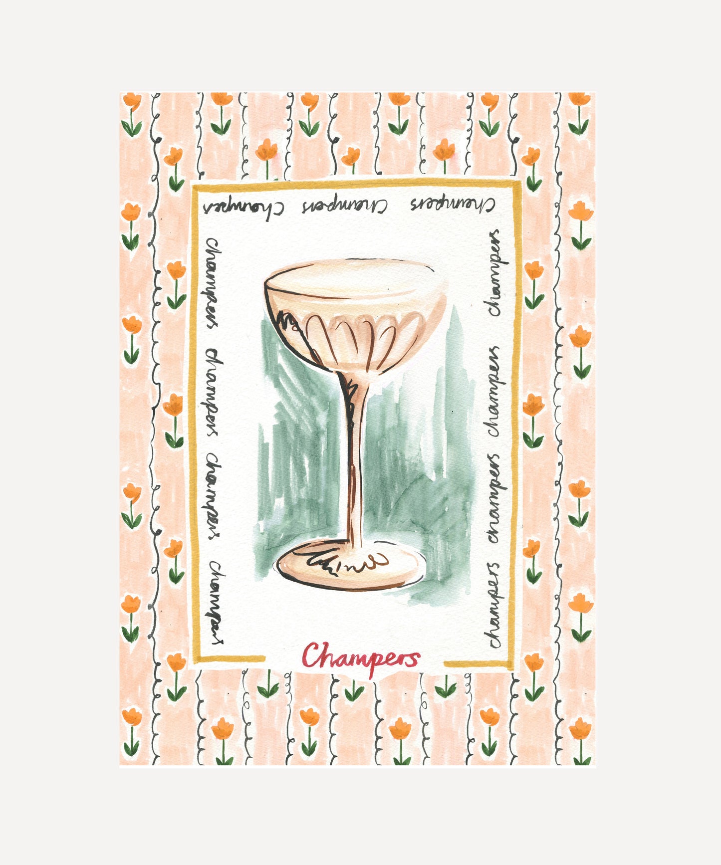 Champers, Champagne Art Print