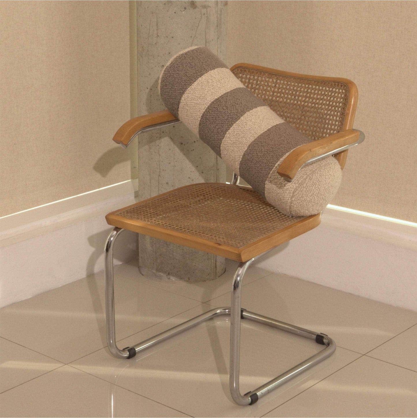 Le Cylindre - Wool Bouclé Stripe Bolster Sawdust/Eggshell