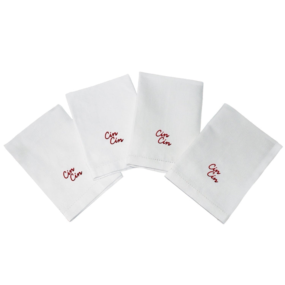 'Cin Cin' Dinner Linen Blend Hemstitch Napkins (Set of 4) - Casa Stilo