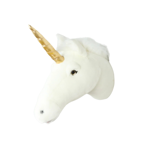 Claire the White Unicorn Wall Mounted Plush Head