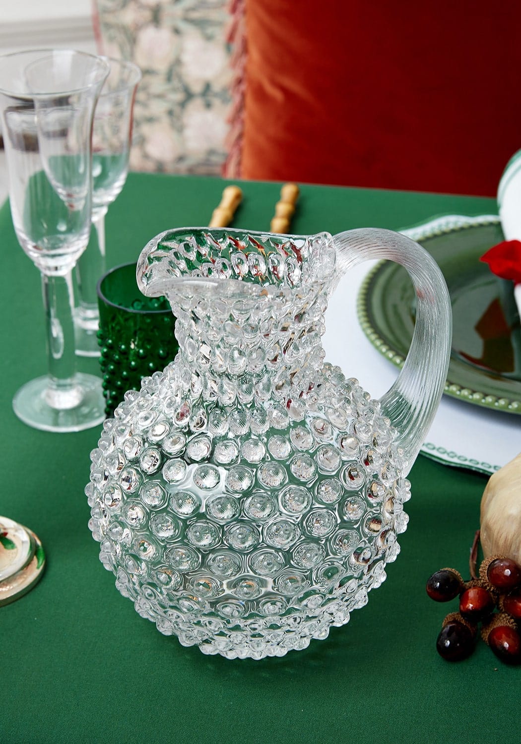 Clear Hobnail Large Jug 2L