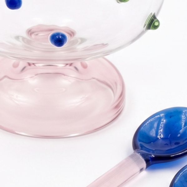 Dessert Glass & Spoon Duo Set | Handblown Borosilicate Glass | Set of 2