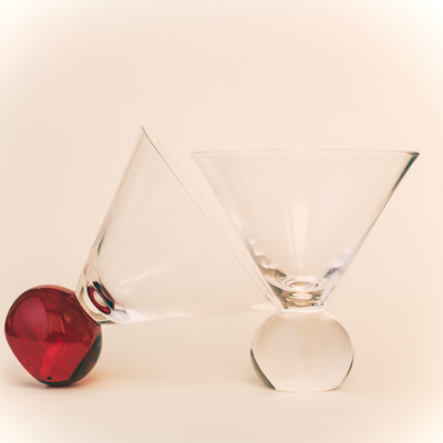 Cocktail Glasses, Red/ Clear - Set of 2 – detail close-up by Marla Primrose