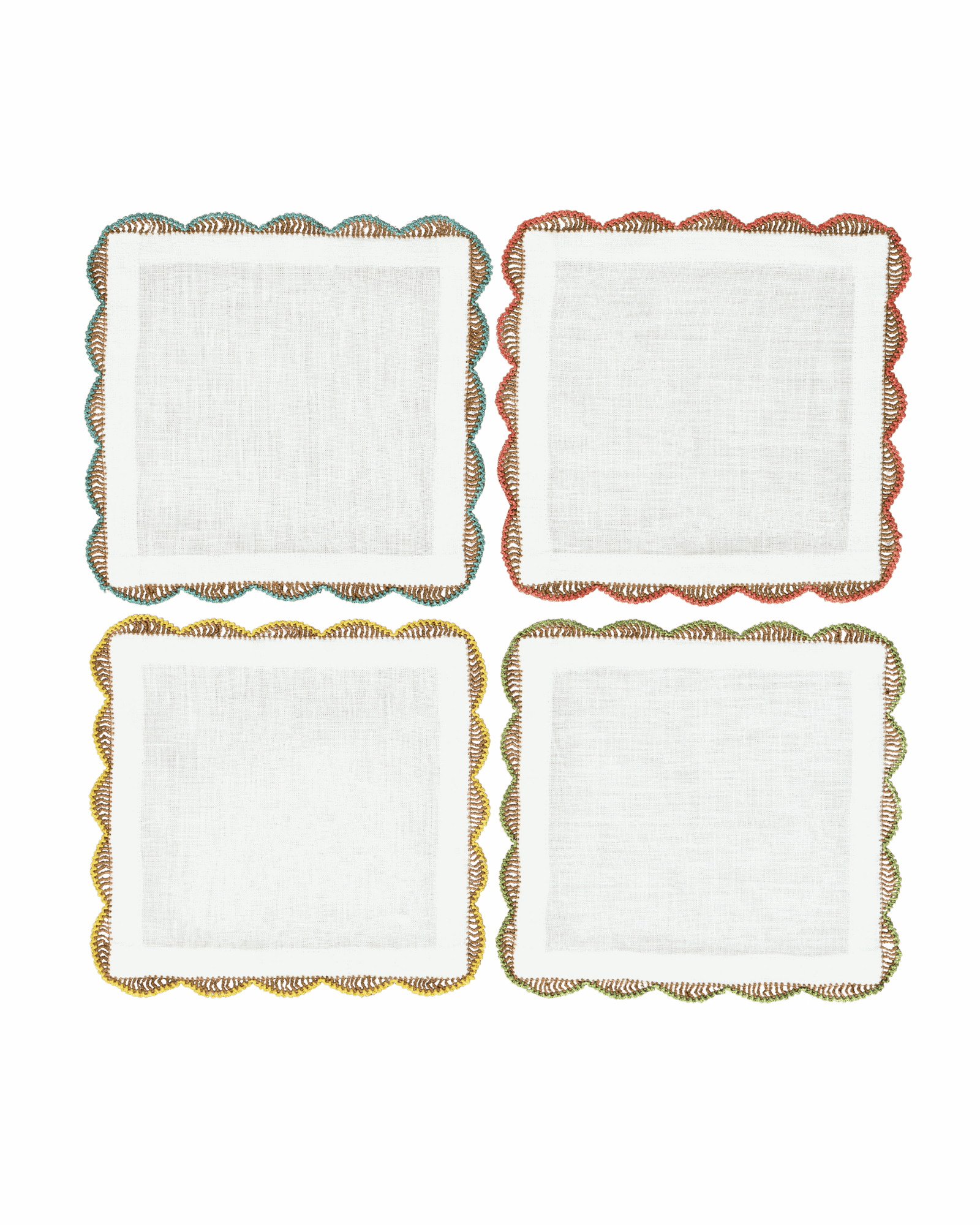 Hand Crochet Cocktail Napkins 6" x 6" (Set of 4)
