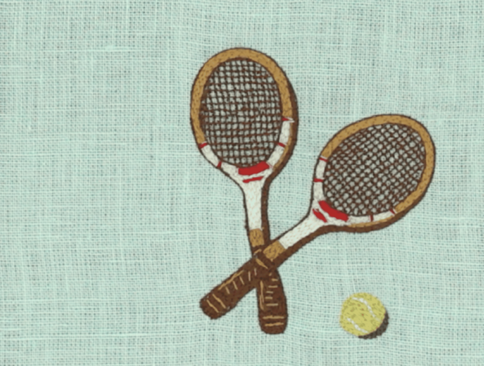 Hand Embroidered Tennis Cocktail Napkins 6" x 6" (Set of 4)