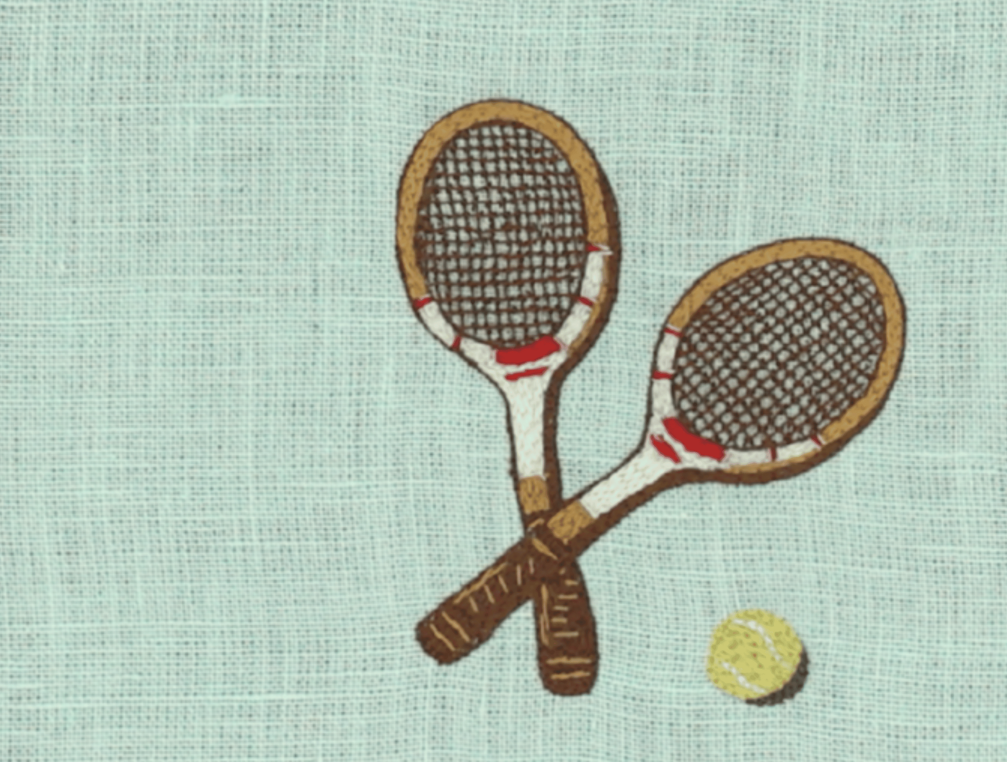 Hand Embroidered Tennis Cocktail Napkins 6" x 6" (Set of 4)