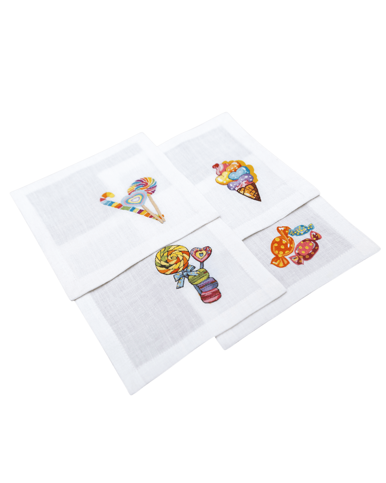 Embroidered Table Linen - Candy Cocktail Napkins (Set of 4)