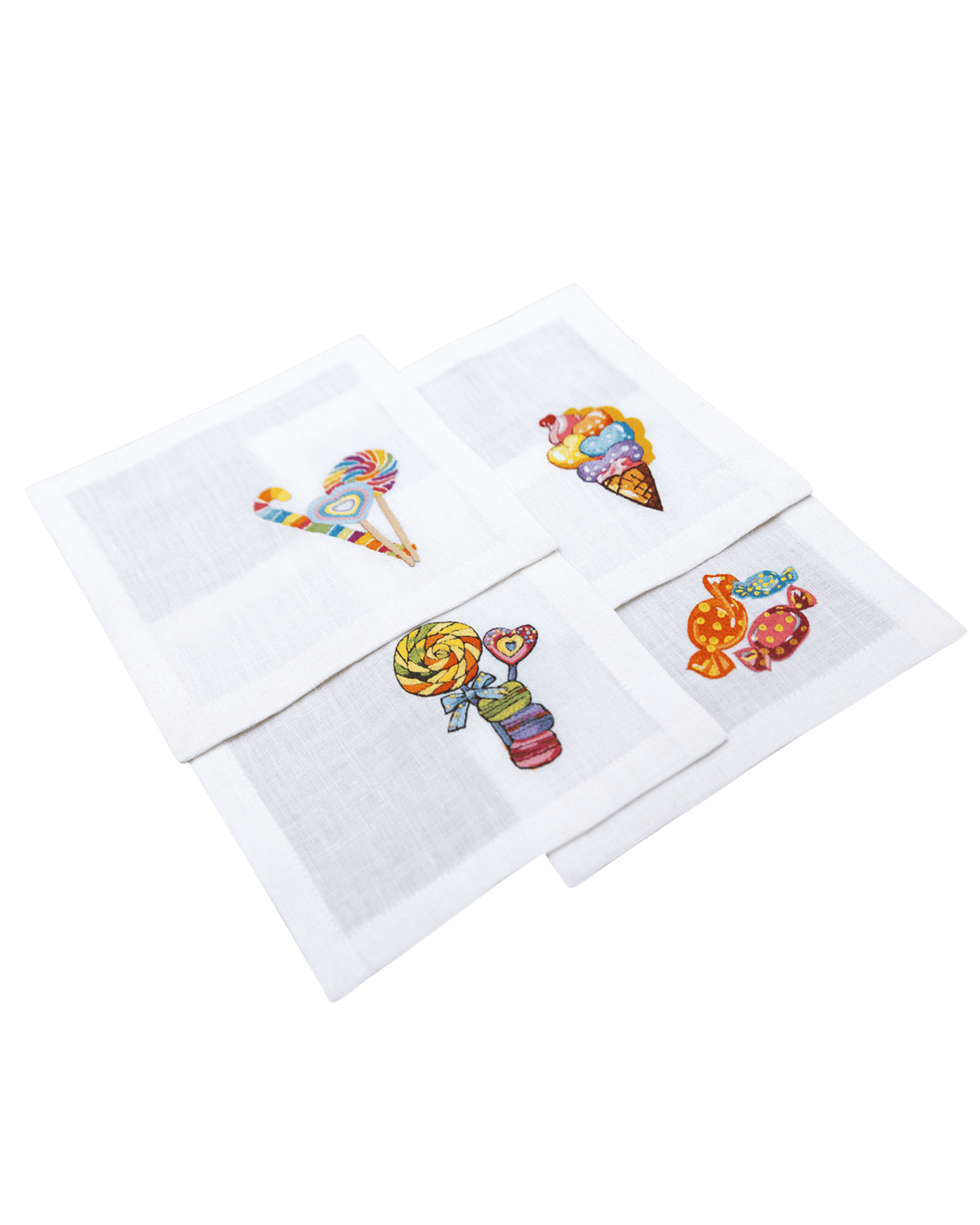 Embroidered Table Linen - Candy Cocktail Napkins (Set of 4)