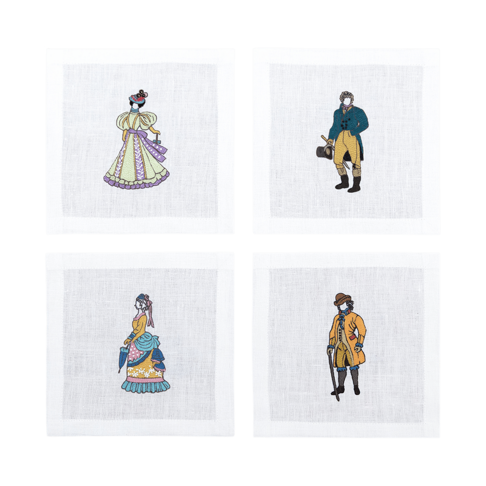 Embroidered Table Linen - Victorian Cocktail Napkins 3 (Set of 4)