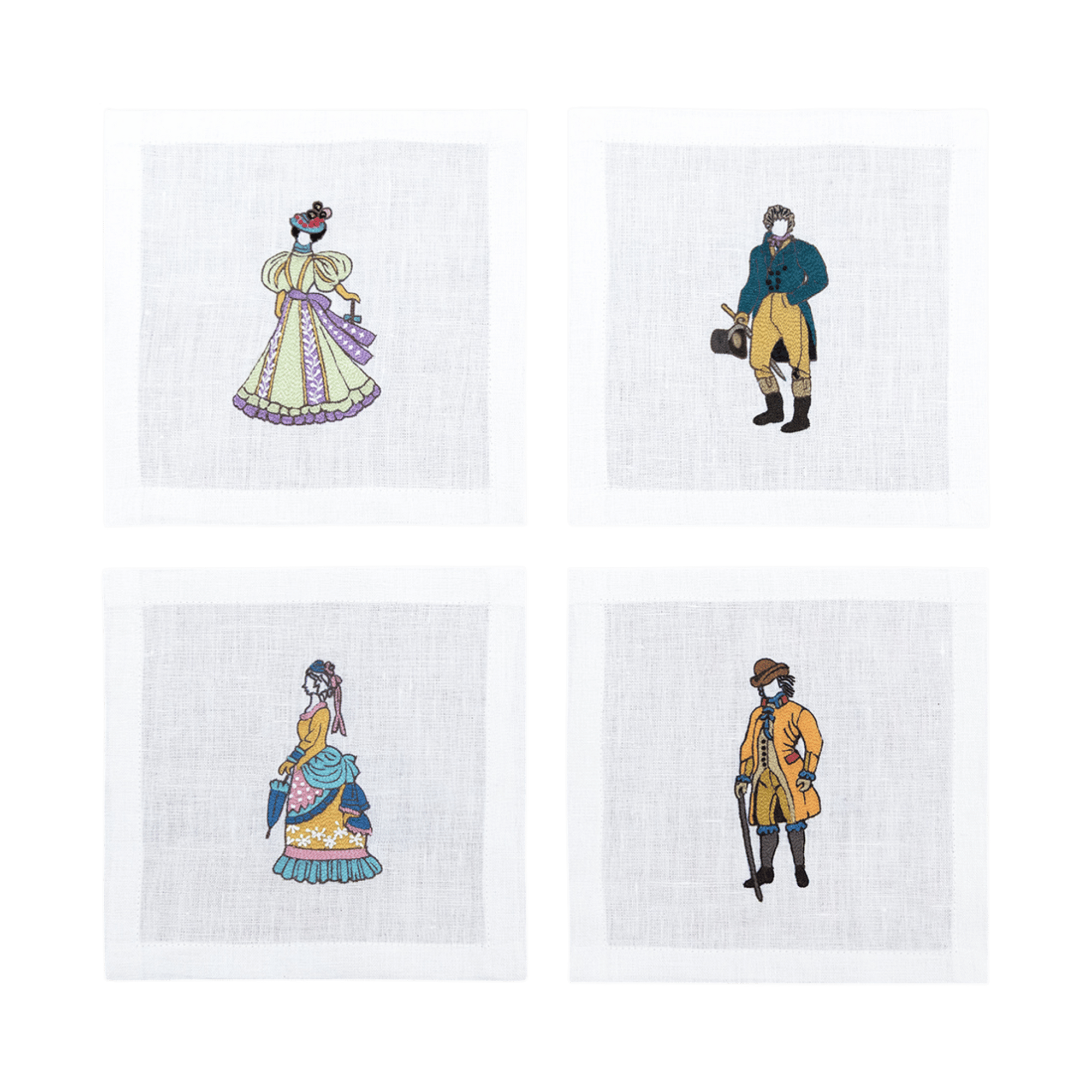 Embroidered Table Linen - Victorian Cocktail Napkins 3 (Set of 4)