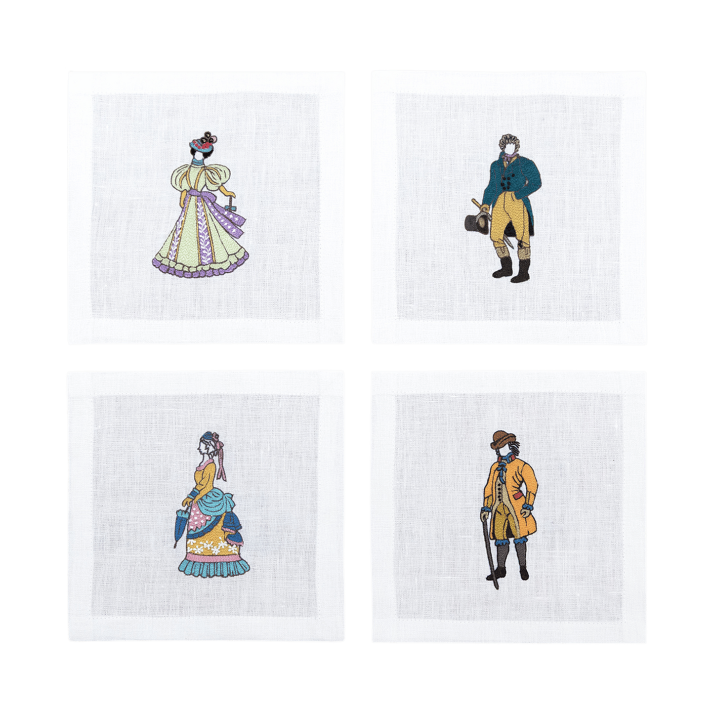 Embroidered Table Linen - Victorian Cocktail Napkins 3 (Set of 4)