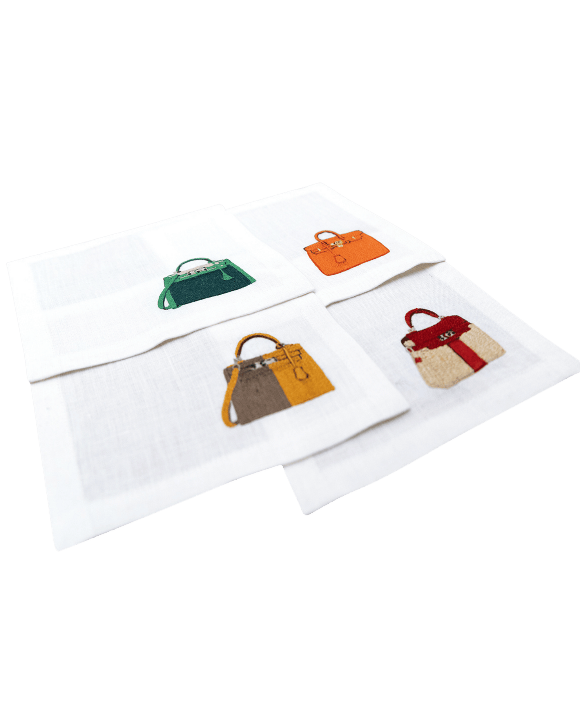 Embroidered Table Linen - Handbag Cocktail Napkins 4 (Set of 4)