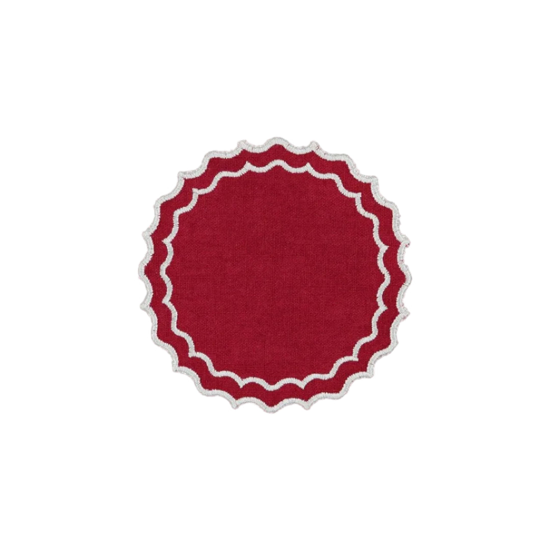 Coaster/Bread Plate Mat Navy, Red with White